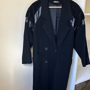 Chic Black Trench Coat with Textured Accents